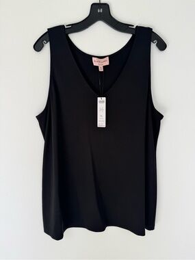 Black Label By Chicos Black V-Neck Sleeveless Tank Top- NWT Size XL